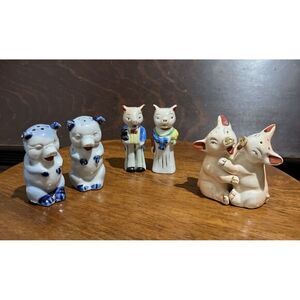 Antique Pigs Salt & Pepper Shakers- Made in Japan- 3 Sets‎